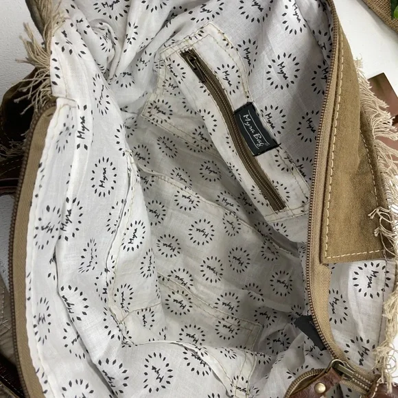 Myra Bag Tan and Brown Vintage Canvas Tote - Picture 2 of 2